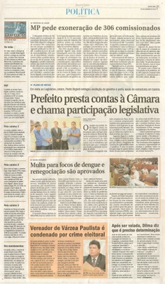 JJ - 03/02/16 - pg 3 - política - MP pede exoneração de 306 comissionados - Prefeito presta contas à Câmara e chama participação legislativa - Multa para focos de dengue e renegociação são aprovados - 