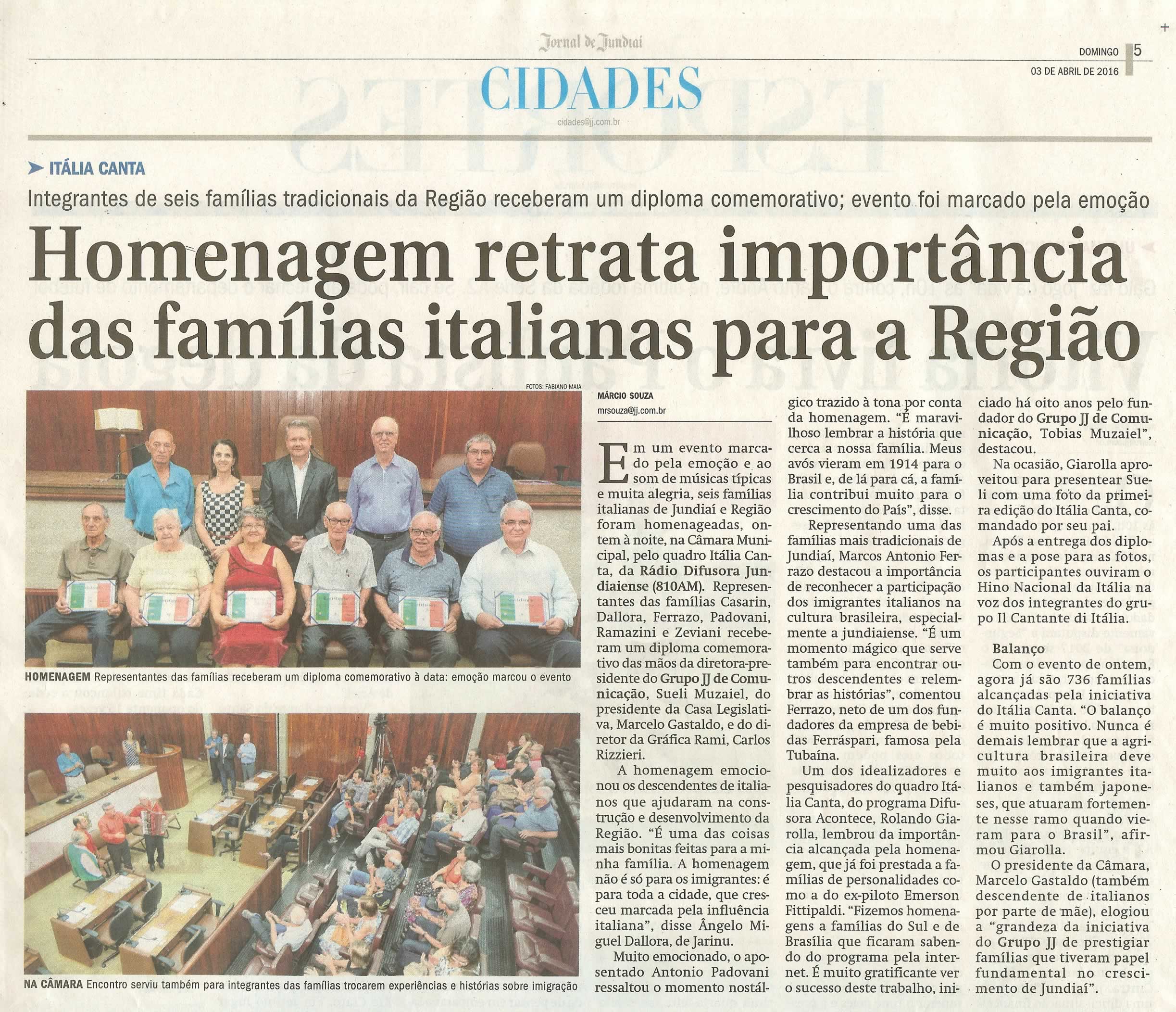 JJ - 03/04/16 - pg 5 - Cidades - Homenagem retrata importância das famílias italianas para a Região - 