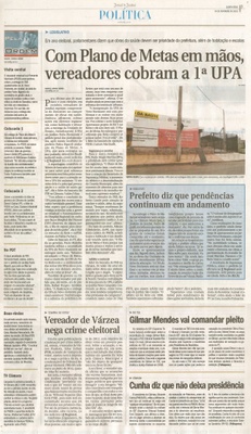 JJ - 04/02/16 - pg 3 - política - Com plano de metas em mãos, vereadores cobram a 1ª UPA - 