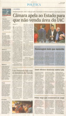 JJ - 04/05/16 - pg 3 - política - Câmara apela ao Estado para que não venda área do IAC - Homenagem mais que merecida - 