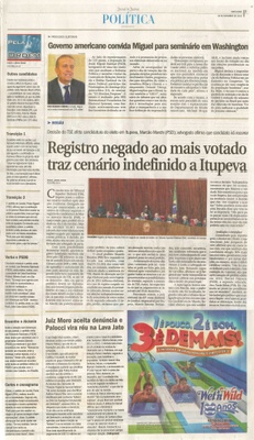 JJ - 04/11/16 - pg 3 - política - Governo americano convida Miguel para seminário em Washington - TSE nega registro ao mais votado e Itupeva tem cenário indefinido - 