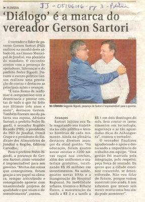 JJ - 05/06/16 - pg 3 - política - Diálogo é a marca do vereador Gerson Sartori -