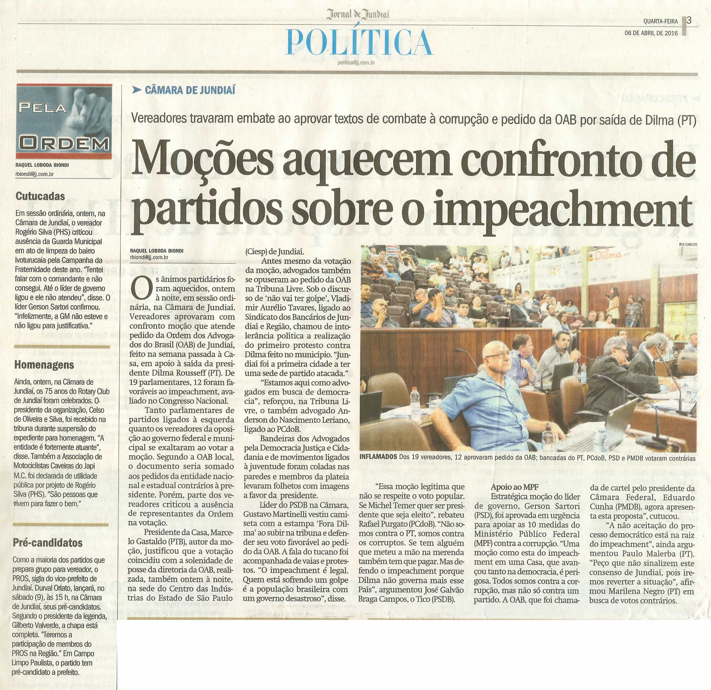 JJ - 06/04/16 - pg 3 - política - Moções aquecem confronto de partidos sobre o impeachment -