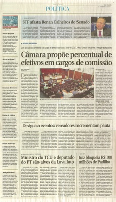JJ - 06/12/16 - pg 3 - política - Câmara propõe percentual de efetivos em cargos de comissão - De água a eventos: vereadores incrementam pauta -