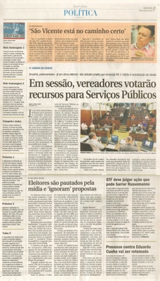 JJ - 08/06/16 - pg 3 - política - Em sessão, vereadores votarão recursos para Serviços Públicos - São Vicente está no caminho certo -