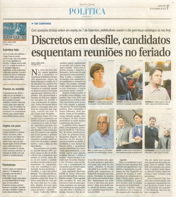 JJ - 08/09/16 - pg 3 - política - Discretos em desfile, candidatos esquentam reuniões no feriado -