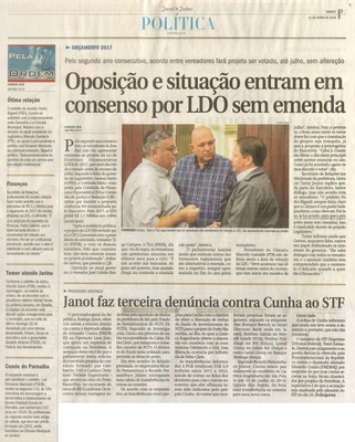 JJ - 11/06/16 - pg 3 - política - Oposição e situação entram em consenso por LDO sem emenda -