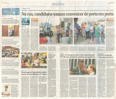 JJ - 12/10/16 - pgs 2 e 3 - política - Na rua, candidatos tentam convencer de porta em porta - Homenagem a gestantes marca sessão de pós-eleição e 2º turno - 