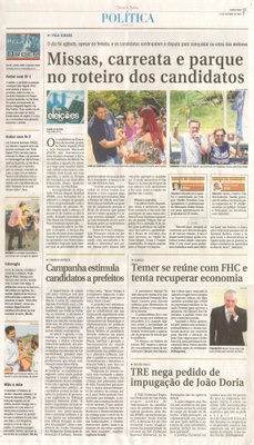 JJ - 13/10/16 - pg 3 - política - Missas, carreata e parque no roteiro dos candidatos -