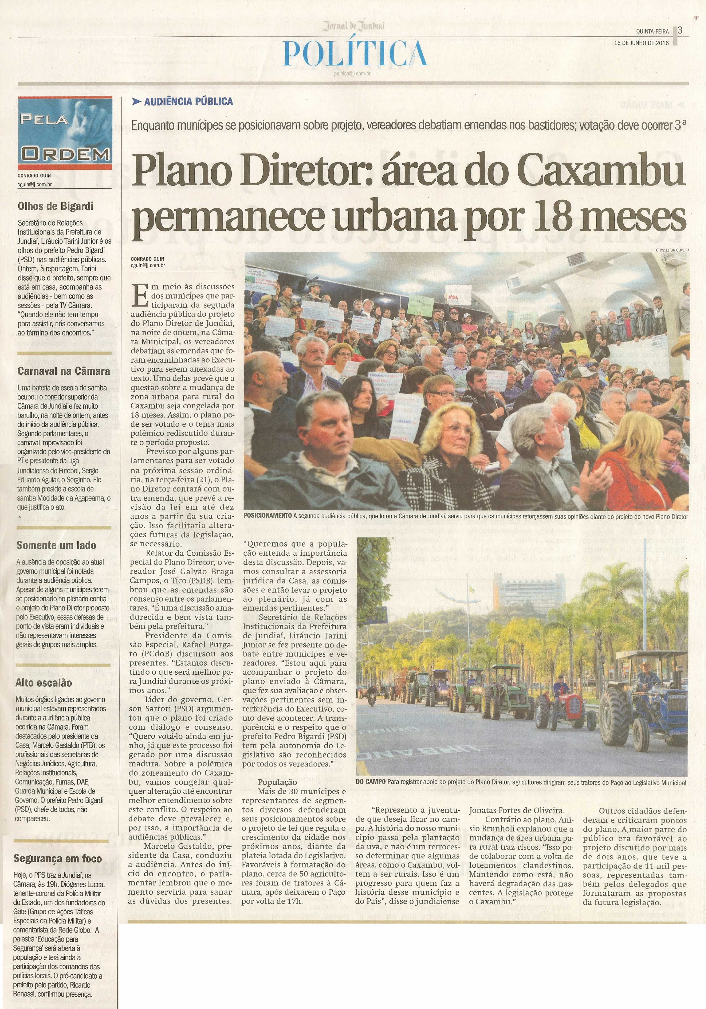 JJ - 16/06/16 - pg 3 - política - Plano Diretor: área do Caxambu permanece urbana por 18 meses -