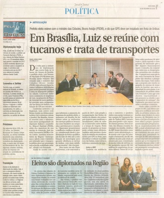 JJ - 16/12/16 - pg 3 - política - Em Brasília, Luiz se reúne com tucanos e trata de transportes -
