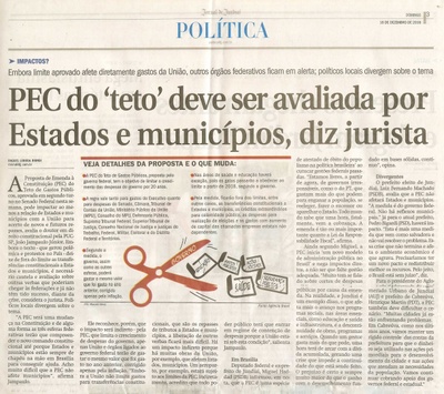 JJ - 18/12/16 - pg 3 - política - PEC do teto deve ser avaliada por Estados e municípios, diz jurista -