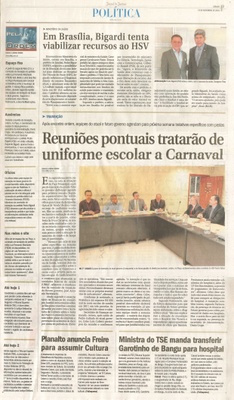 JJ - 19/11/16 - pg 3 - política - Reuniões pontuais tratarão de uniforme escolar a Carnaval - Em Brasília, Bigardi tenta viabilizar recursos ao HSV -