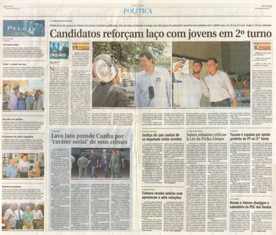 JJ - 20/10/16 - pgs 2 e 3 - política - Candidatos reforçam laço com jovens em 2º turno -
