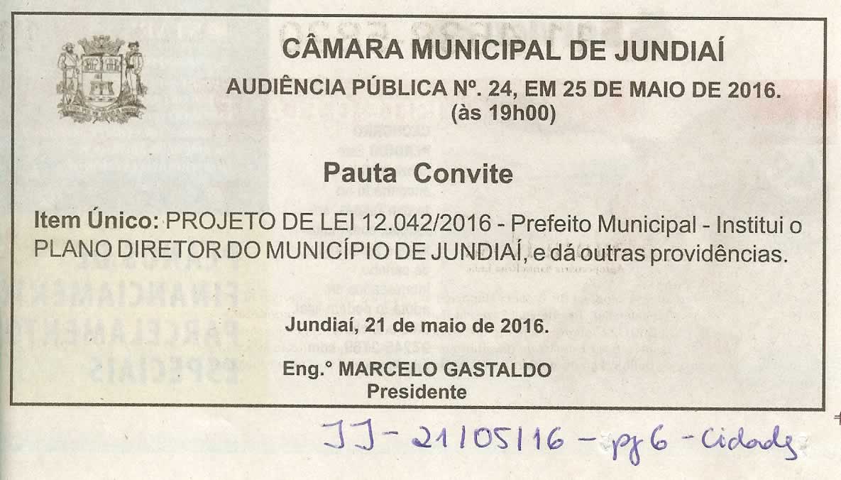 JJ - 21/05/16 - pg 6 - Cidades - Audiência Pública nº 24 da Câmara Municipal de Jundiaí -