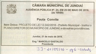 JJ - 21/05/16 - pg 6 - Cidades - Audiência Pública nº 24 da Câmara Municipal de Jundiaí -