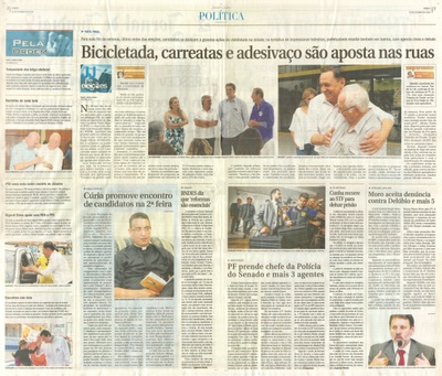 JJ - 22/10/16 - pgs 2 e 3 - política - Bicicletada, carreatas e adesivaço são aposta nas ruas -