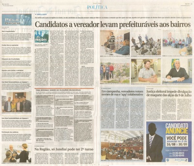 JJ - 23/08/26 - pgs 2 e 3 - política - Candidatos a vereador levam prefeituráveis aos bairros - Em campanha, vereadores votam nomes de rua e 'app' colaborativo -