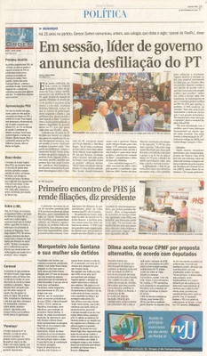  JJ - 24/02/16 - pg 3 - Política - Em sessão. líder de governo anuncia desfiliação do PT - Pela Ordem.