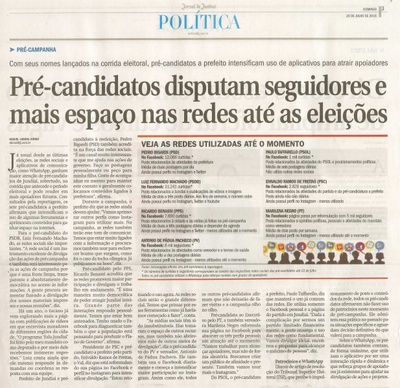 JJ - 24/07/16 - pg 3 - política - Pré-candidatos disputam seguidores e mais espaço nas redes até as eleições -