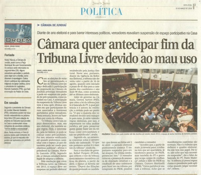 JJ - 25/03/16 - pg 3 - política - Câmara quer antecipar fim da Tribuna livre devido ao mau uso - 