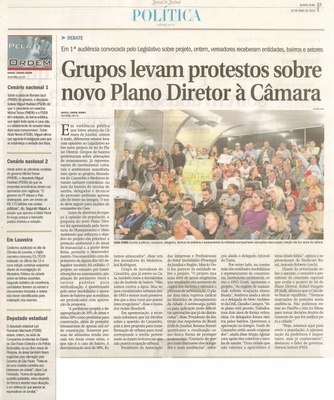 JJ - 26/05/16 - pg 3 - política - Grupos levam protestos sobre novo Plano Diretor à Câmara -