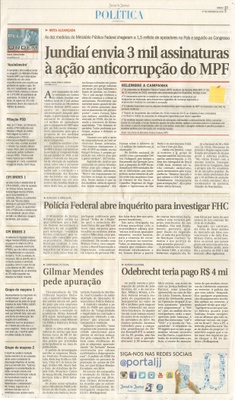 JJ - 27/02/16 - pg 3 - política - Jundiaí envia 3 mil assinaturas à ação anticorrupção do MPF - 