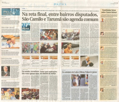 JJ - 27/09/16 - pgs 2 e 3 - política - Na reta final, entre bairros disputados, São Camilo e Tarumã são agenda comum - Em sessão, vereadores irão votar apenas vetos -