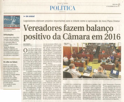 JJ - 27/12/16 - pg 3 - política - Vereadores fazem balanço positivo da Câmara em 2016 -