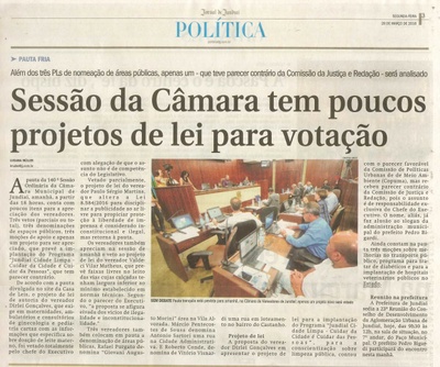 JJ - 28/03/16 - pg 3 - política - Sessão da Câmara tem poucos projetos de lei para votação - 
