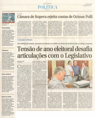 JJ - 28/04/16 - pg 3 - política - Câmara de Itupeva rejeita contas de Ocimar Polli - Tensão de ano eleitoral desafia articulações com o Legislativo -