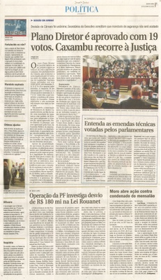 JJ - 29/06/16 - pg 3 - política - Plano Diretor é aprovado com 19 votos. Caxambu recorre à Justiça -  Entenda as emendas técnicas votadas pelos parlamentares -
