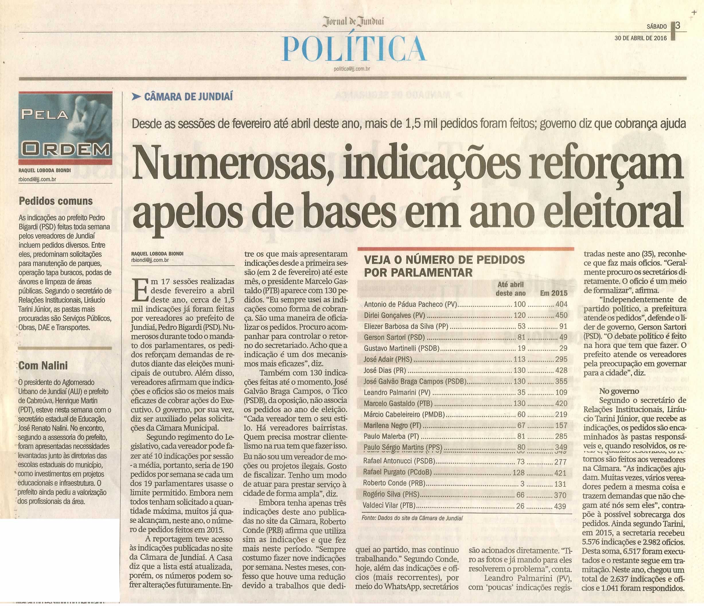 JJ - 30/04/16 - pg 3 - política - Numerosas, indicações reforçam apelos de bases em ano eleitoral - 