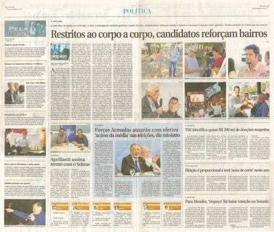 JJ - 30/09/16 - pgs 2 e 3 - política - Restritos ao corpo a corpo, candidatos reforçam bairros -