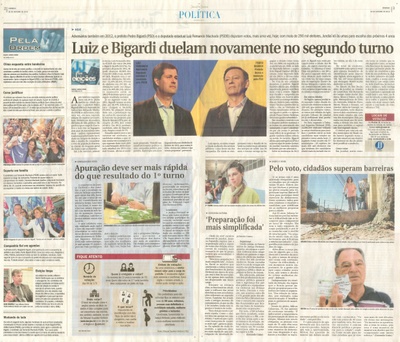 JJ - 30/10/16 - pgs 2 e 3 - política - Luiz e Bigardi duelam novamente no segundo turno -
