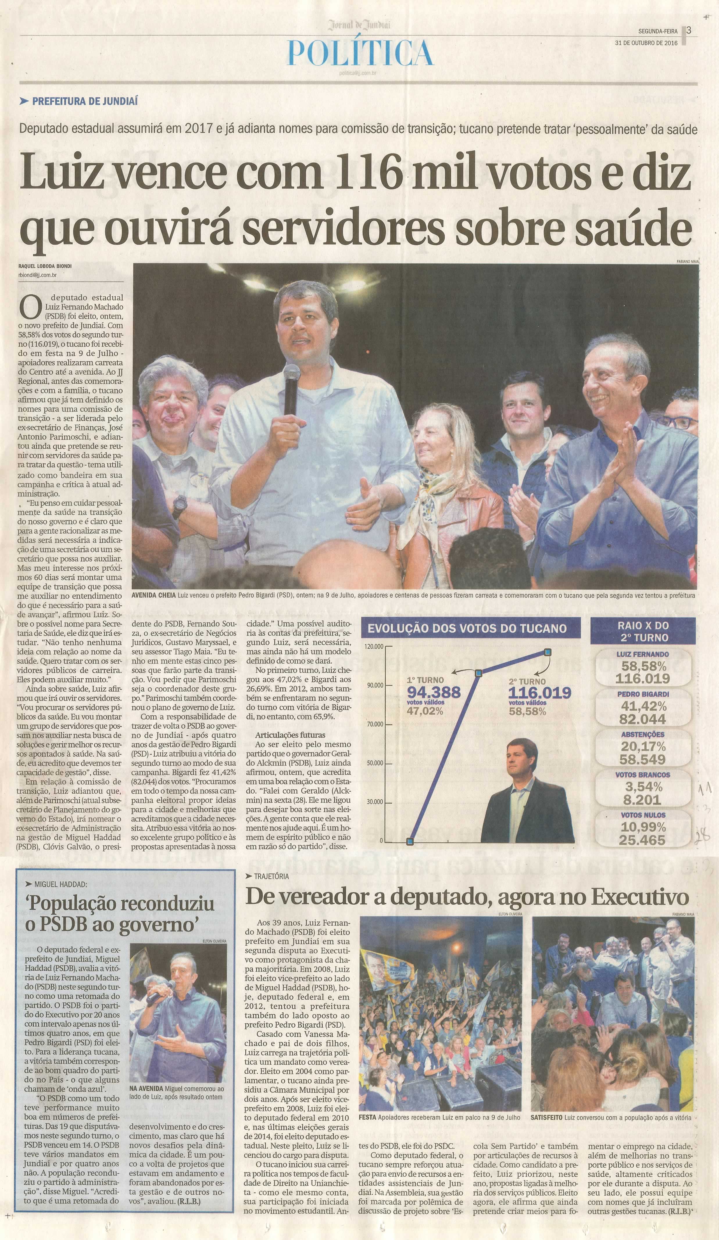 JJ - 31/10/16 - pg 3 - política - Luiz vence com 116 mil votos e diz que ouvirá servidores sobre saúde -
