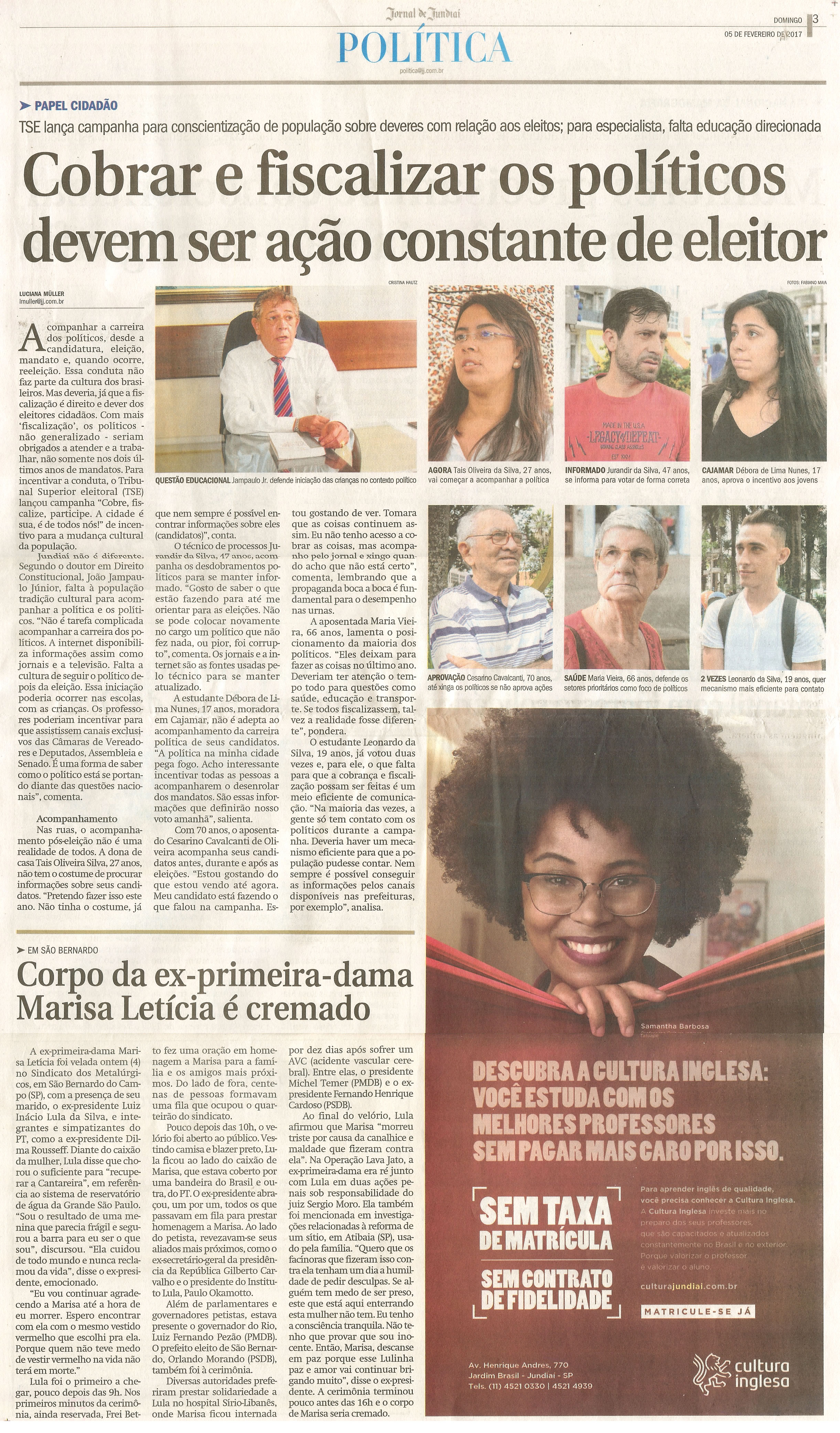 JJ - 05/02/17 - pg 3 - Política - Cobrar e fiscalizar os políticos devem ser ação constante de eleitor.