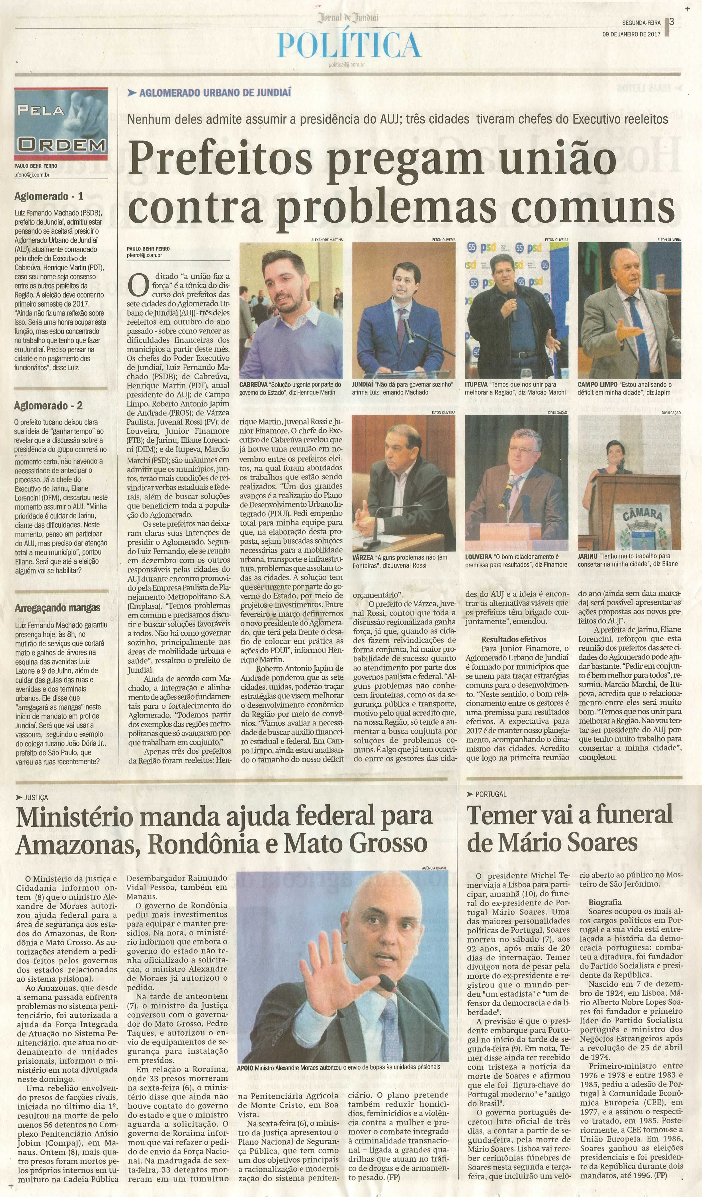 JJ - 09/01/17 - pg 3 - política - Prefeitos pregam união contra problemas comuns -