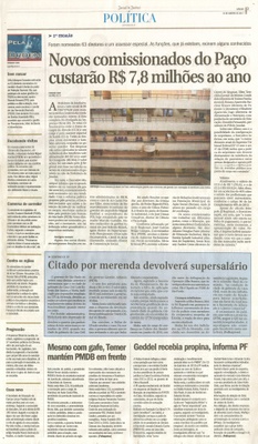 JJ - 14/01/17 - pg 3 - política - Novos comissionados do Paço custarão R$ 7,8 milhões ao ano -