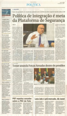 JJ - 18/01/17 - pg 3 - política - Política de integração é meta da Plataforma de Segurança - 