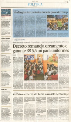 JJ - 21/01/17 - pg 3 - política - Decreto remaneja orçamento e garante R$ 5,5 mi para uniformes -