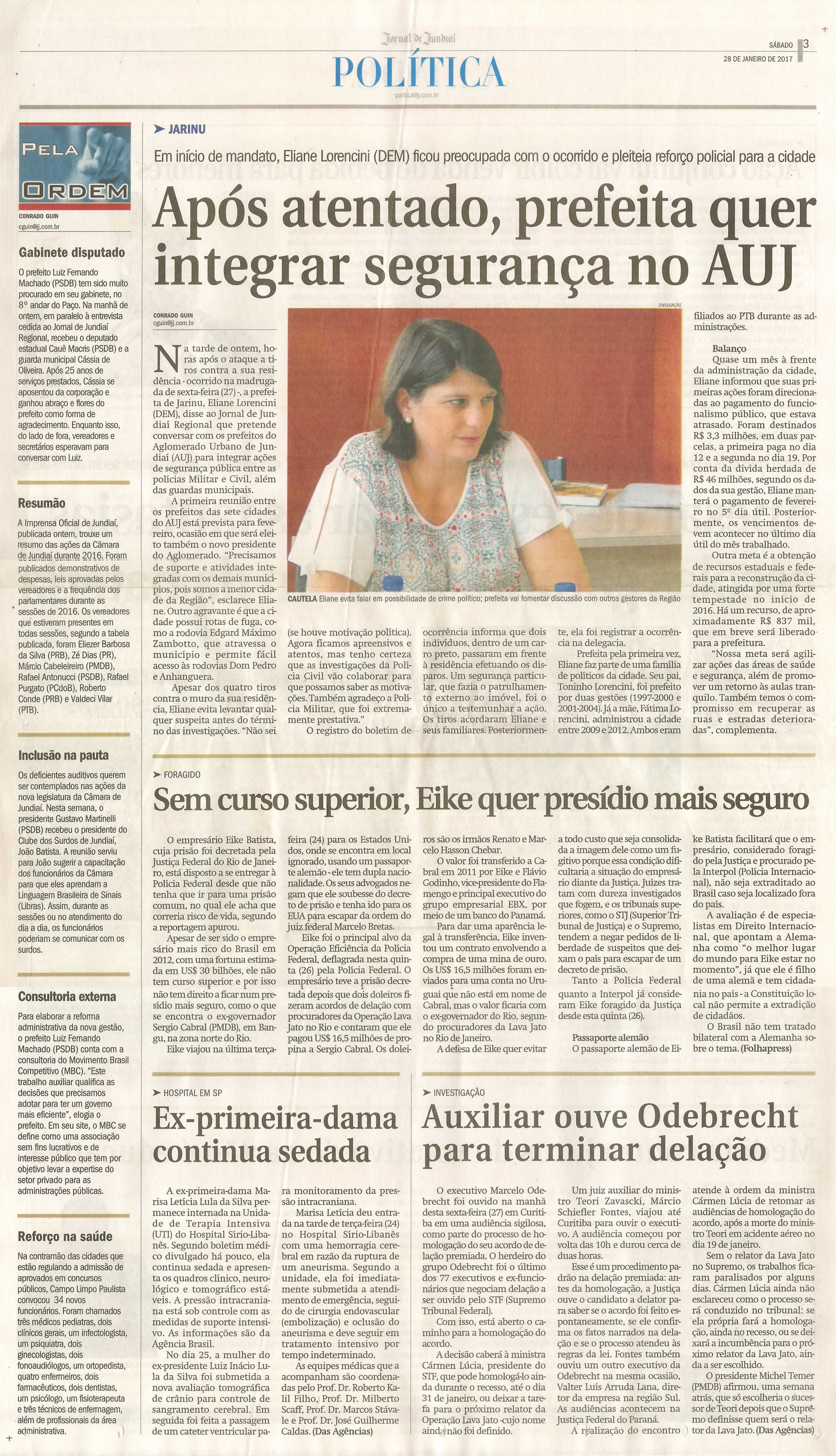 JJ - 28/01/17 - pg 3 - política - Após atentado, prefeita quer integrar segurança no AUJ -