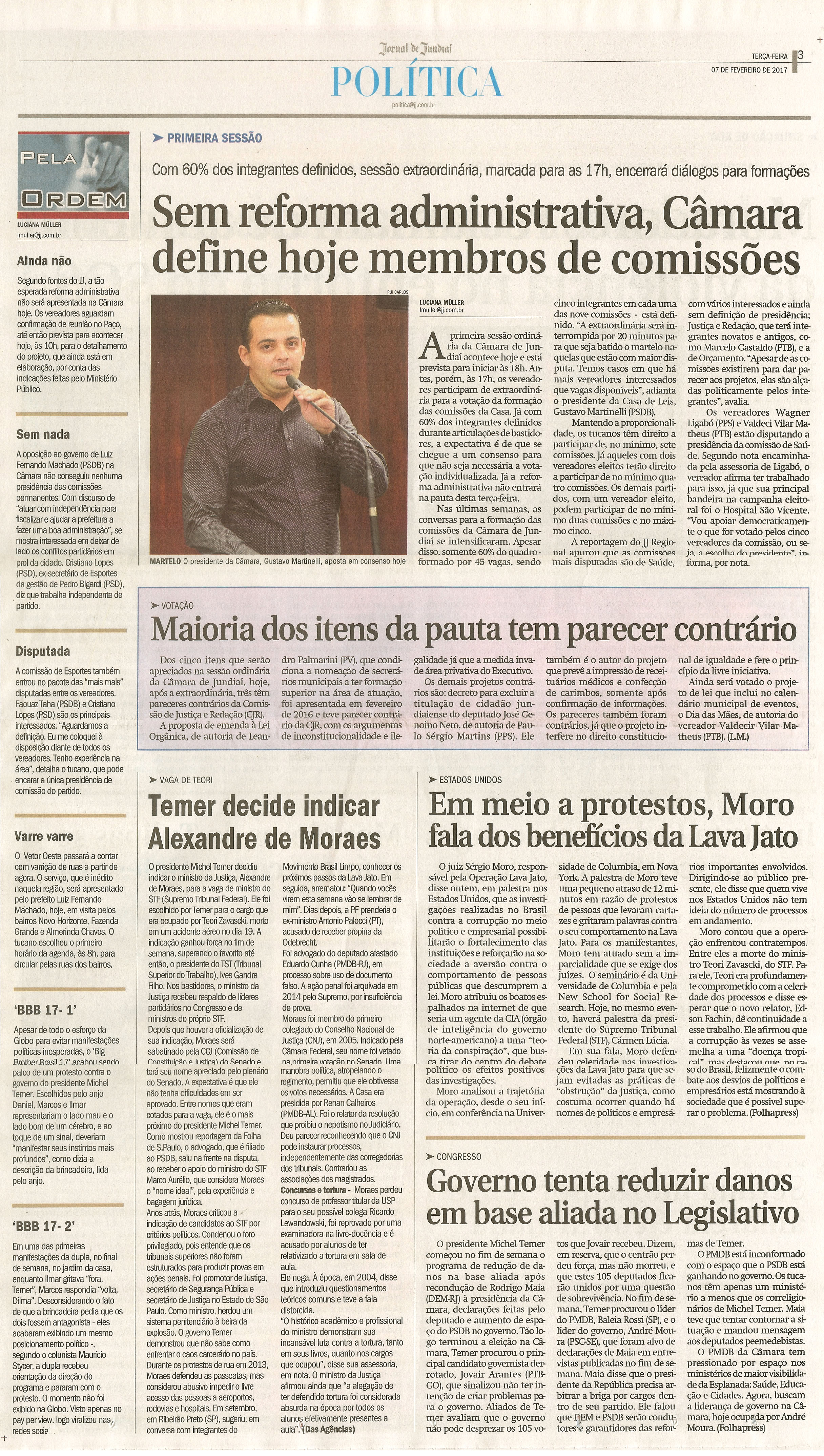 JJ - página 3 - 07/02 - Sem reforma administrativa, Câmara define hoje membros de comissões 