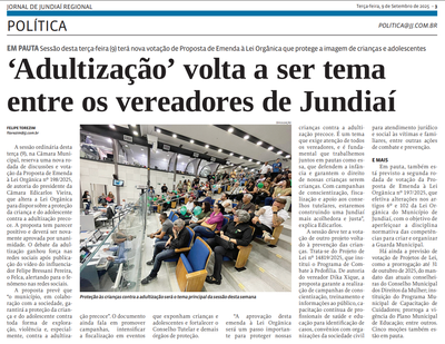 ‘Adultização’ volta a ser tema entre os vereadores de Jundiaí