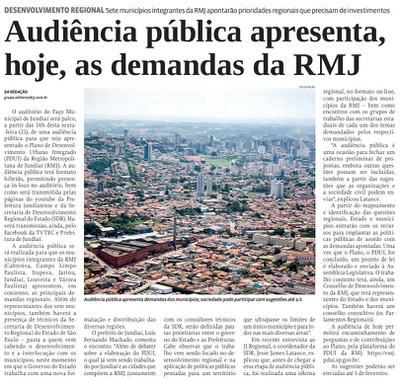 Audiência Pública apresenta, hoje, as demandas da RMJ