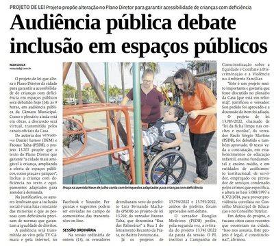 Audiência pública debate inclusão em espaços públicos