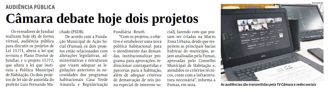 Câmara debate hoje dois projetos