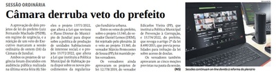 Câmara derruba veto do prefeito