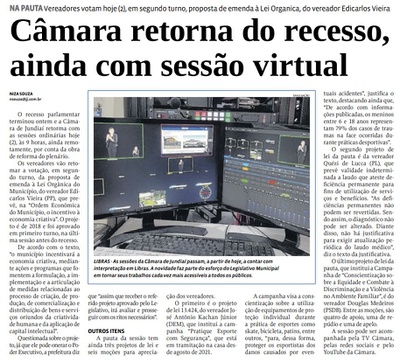 Câmara retorna do recesso, ainda com sessão virtual