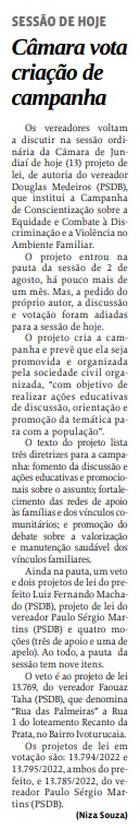 Câmara vota criação de campanha